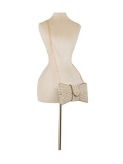 Beaded Bow Evening Clutch with Pearl and Rhinestone Detailing