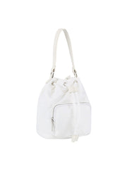 Quilted design nylon bucket bag