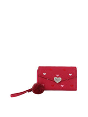 Heart Printed Cute Silver Heart Emablem Wallet