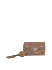 Heart Printed Cute Silver Heart Emablem Wallet