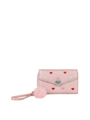 Heart Printed Cute Silver Heart Emablem Wallet