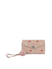 Heart Printed Cute Silver Heart Emablem Wallet