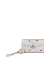 Heart Printed Cute Silver Heart Emablem Wallet