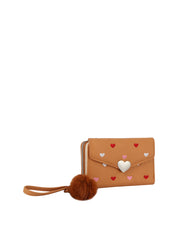 Heart Printed Cute Silver Heart Emablem Wallet