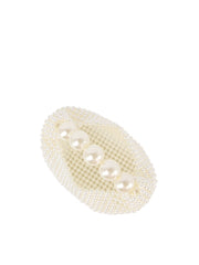 Pearl beaded evening bag with pearl crossbody strap