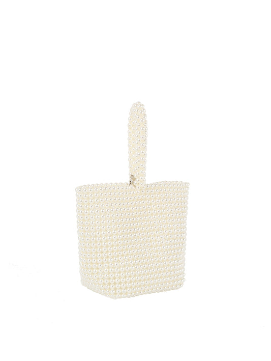 White Pearl Clutch Wristlet Handbag