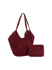 2 in 1 Suede Slouch Tote