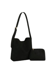 2 in 1 Suede Shoulder Tote Set