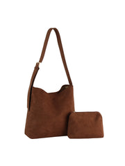 2 in 1 Suede Shoulder Tote Set