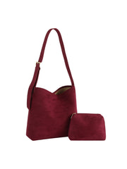 2 in 1 Suede Shoulder Tote Set