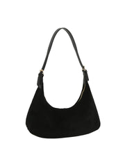 Suede Crescent Hobo Bag