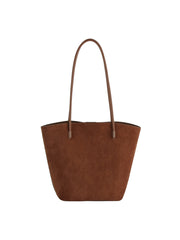 2 in 1 Long Handle Suede Tote with Pouch