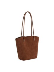 2 in 1 Long Handle Suede Tote with Pouch