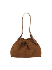 Suede Gather Shoulder Bag