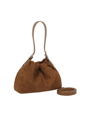 Suede Gather Shoulder Bag