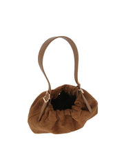 Suede Gather Shoulder Bag