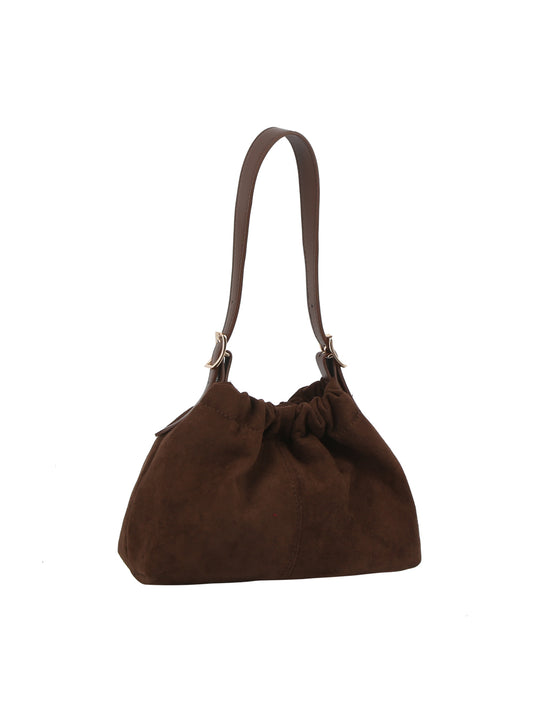 Suede Gather Shoulder Bag