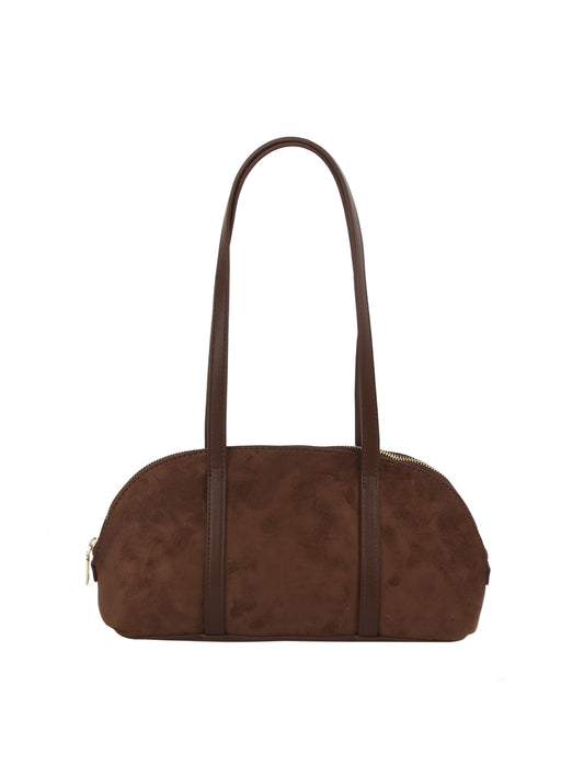 Suede Arc Shoulder Bag
