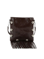 Studded Fringe Box Crossbody Bag