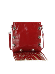 Studded Fringe Box Crossbody Bag