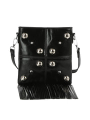 Studded Grid Panel Shoulder Bag