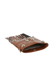 Studded Grid Panel Shoulder Bag