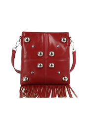 Studded Grid Panel Shoulder Bag