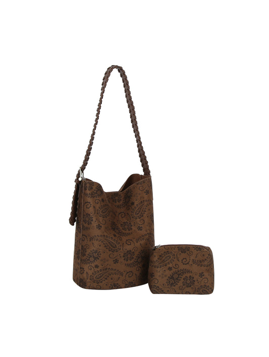 Braided Strap Bucket Tote Set