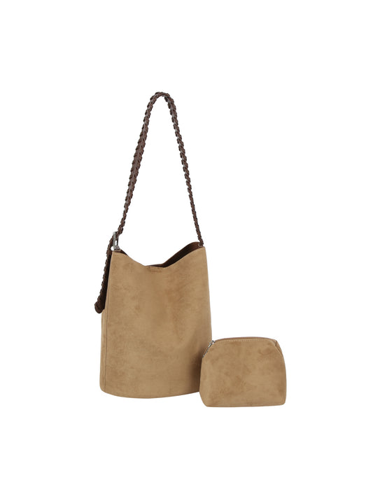 Braided Strap Bucket Tote Set