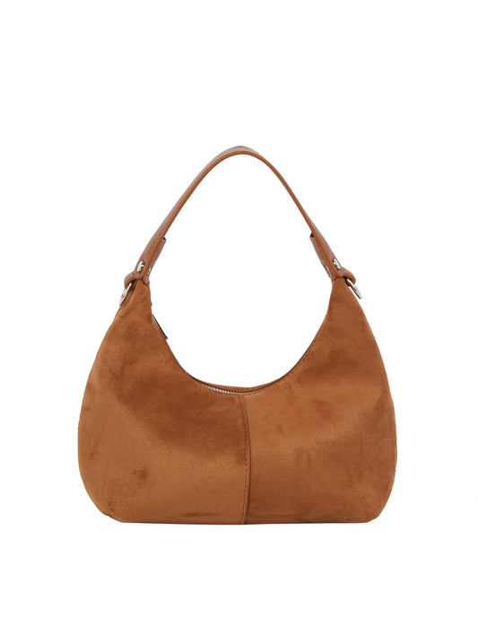 Curved Zip Top Shoulder Bag