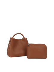 Structured Mini Bucket Handbag Set with Pouch