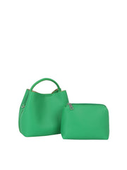 Structured Mini Bucket Handbag Set with Pouch