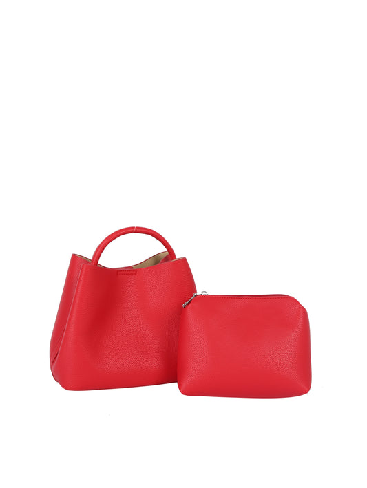 Structured Mini Bucket Handbag Set with Pouch