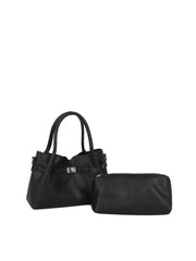 Turn-Lock Pebbled Top Handle Handbag Set