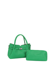 Turn-Lock Pebbled Top Handle Handbag Set