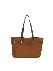 Belt Detail Suede Tote Handbag