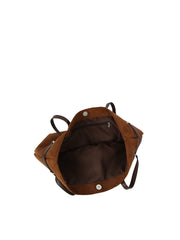Belt Detail Suede Tote Handbag