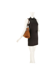 Belt Detail Suede Tote Handbag