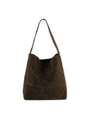 Minimalist Suede Slouch Shoulder Tote Bag