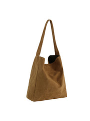 Minimalist Suede Slouch Shoulder Tote Bag