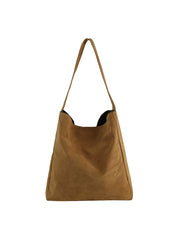 Minimalist Suede Slouch Shoulder Tote Bag