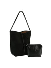 2 in 1 Suede Bucket Bag with Clutch