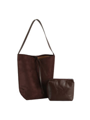 2 in 1 Suede Bucket Bag with Clutch