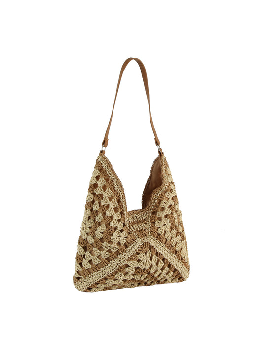 Dual Tone Crochet Woven Shoulder Hobo