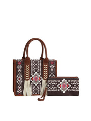 Aztec Pattern Fringe Tote