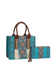 Aztec Pattern Fringe Tote