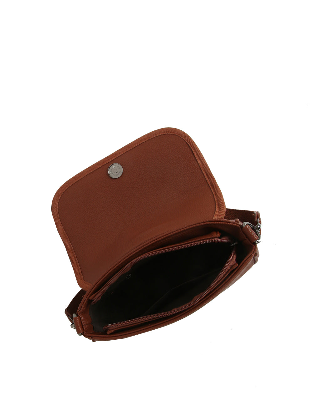 The HR Aztec Crossbody Set is shown with its flap open, displaying a zippered compartment and dark fabric interior against a white background.