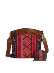 Aztec Pattern Shoulder Bag with Matching Coin Purse