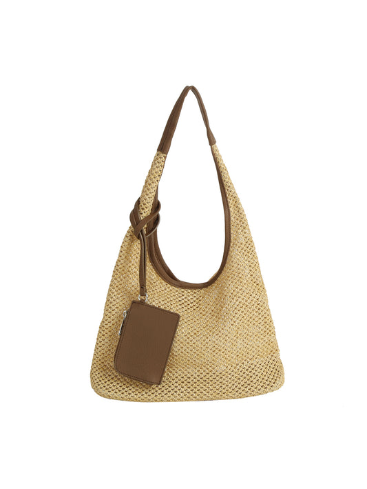 Woven Trimmer Hobo Bag