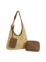 Woven Trimmer Hobo Bag